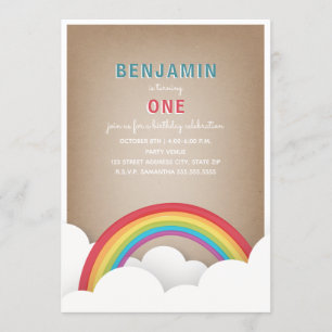Cardstock Inspired Rainbow Clouds Birthday Inbjudningar