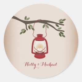 Cardstock Inspired Red Camping Lantern Bröllop Runt Klistermärke