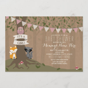 Cardstock Inspired Woodland Baby Shower - Girl Inbjudningar