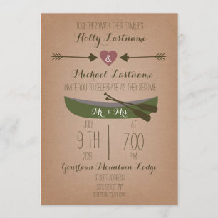 Cardstock inspirerad kanot + Pilar som gifta sig Inbjudningar