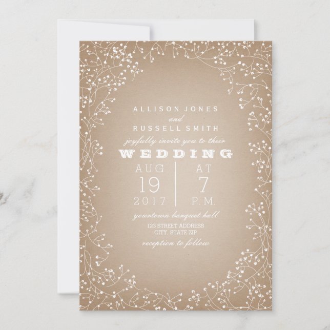 Cardstock inspirerat för brudslöjagräns inbjudningar (Framsida)