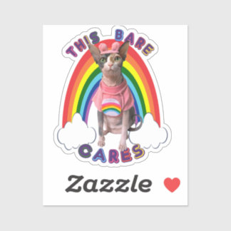 Care Bare Pride Sphynx Cat Rainbow Sticker Klistermärken