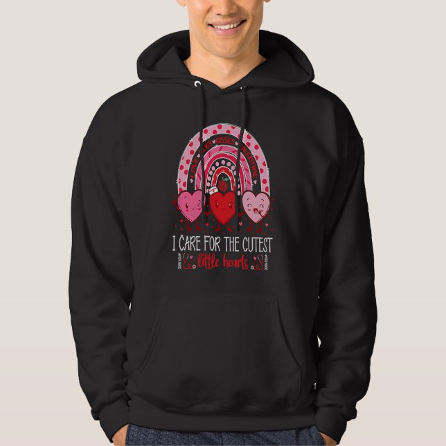 Care For Cutest Little Hearts PICU Nurse Valentine Hoodie (Framsida)