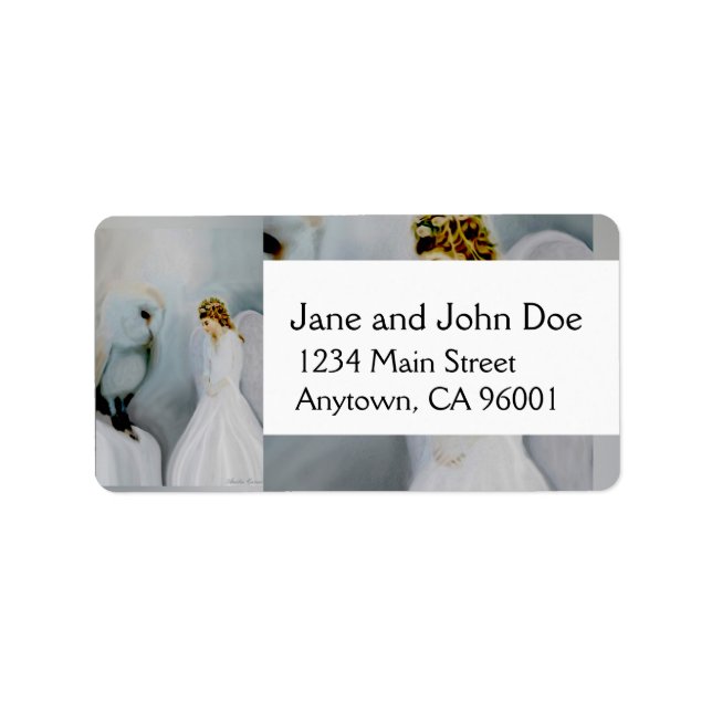 Care Guardian Angel och White Uggla Adressetikett (Framsidan)