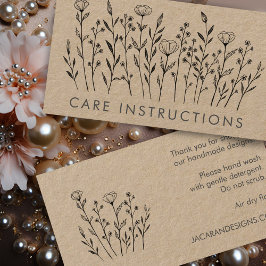 CARE INSTRUCTIONS Chic Elegant WildblomKraft Visitkort