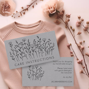 CARE INSTRUCTIONS Chic Elegant Wildblomma Luxe Visitkort