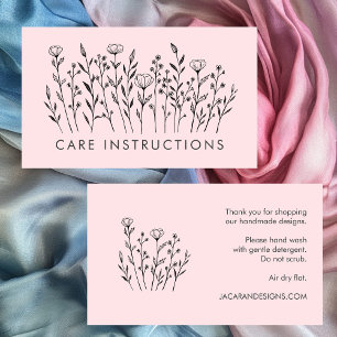 CARE INSTRUCTIONS Chic Elegant Wildblomma Visitkort