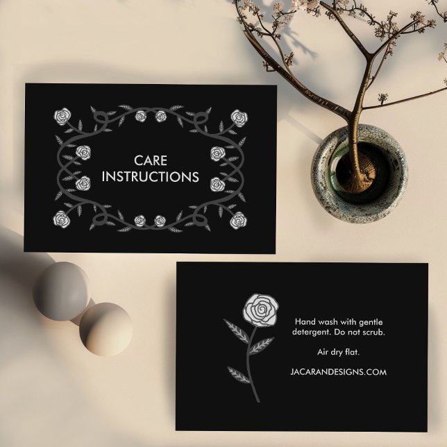 CARE-INSTRUKTIONER Chic Elegant Ro Ram Blommigt Visitkort (CARE INSTRUCTIONS Chic Elegant Rose Frame Floral Business Card
)
