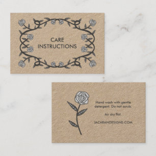 CARE-INSTRUKTIONER Chic Elegant Ro Ram Blommigt Visitkort