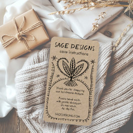 CARE INSTRUKTIONS Boho Whimsical Line Art Kraft Visitkort