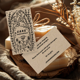 CARE INSTRUUCTIONS Cute Elegant WildblomKraft Visitkort