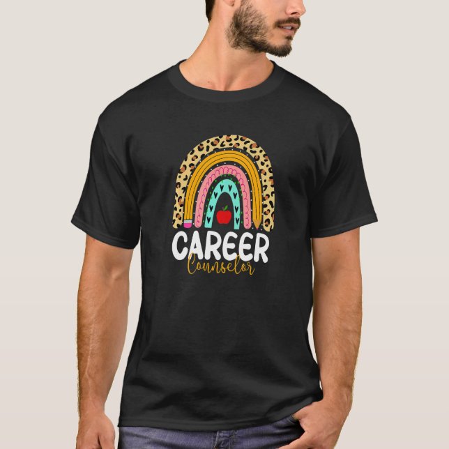 Career Counselor Leopard Rainbow Back To School Ca T Shirt (Framsida)
