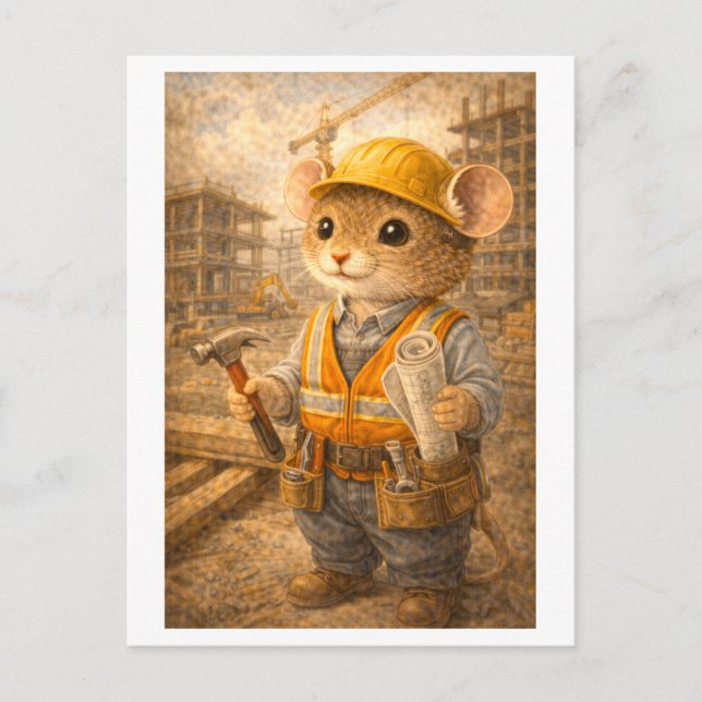 Career Mouse as Construction Worker Vykort (Framsida)