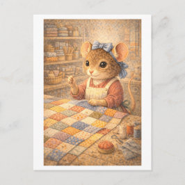 Career Mouse as Quilter Vykort