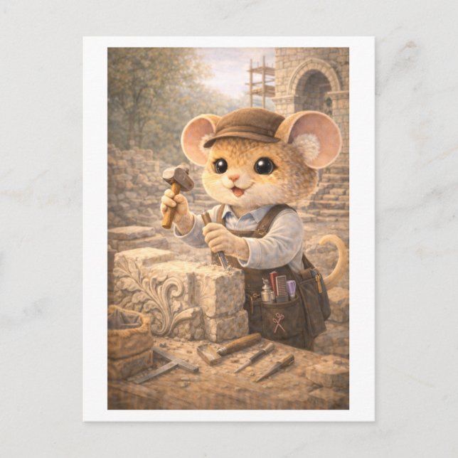 Career Mouse as Stone Mason Vykort (Framsida)