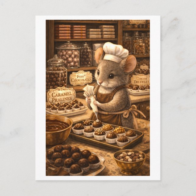 Career Mouse in Chocolate Shop Vykort (Framsida)