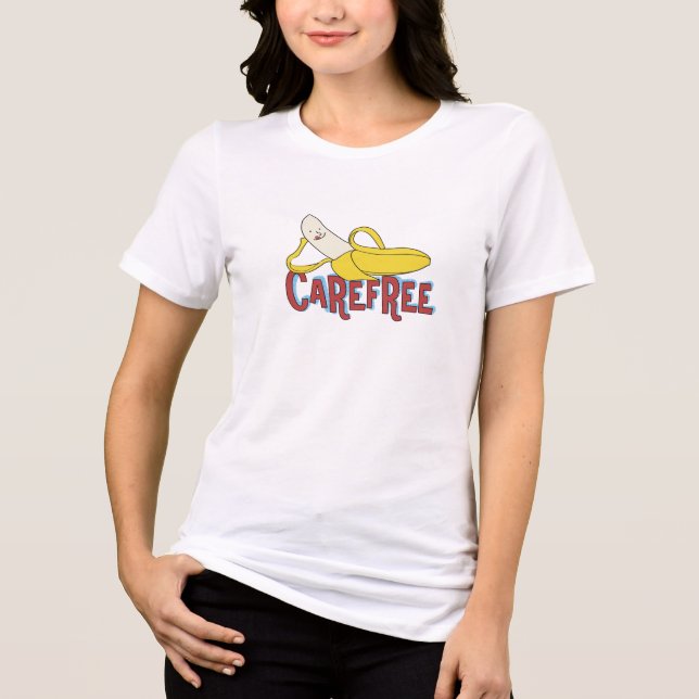 Carefree Banana T-shirt – Funny Cartoon Design (Framsida)