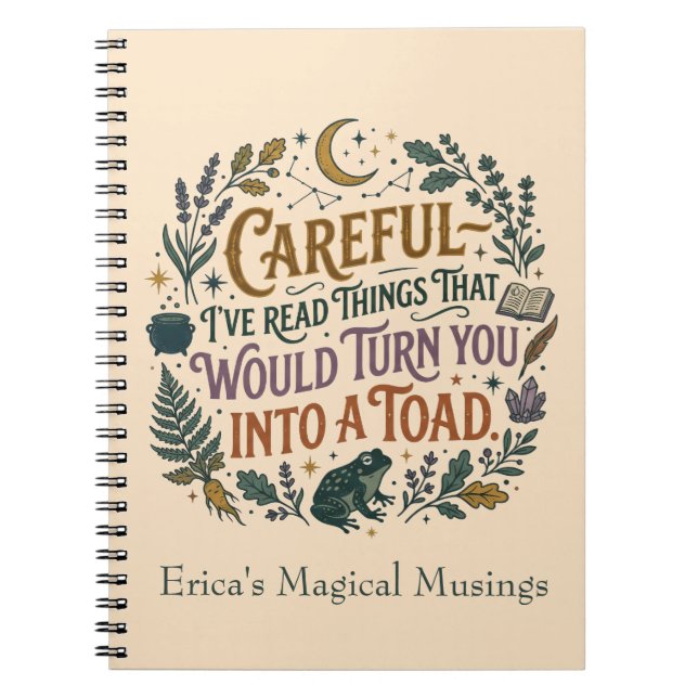 Careful I've Read Things Funny Book Witch Quote  Anteckningsbok (Framsidan)