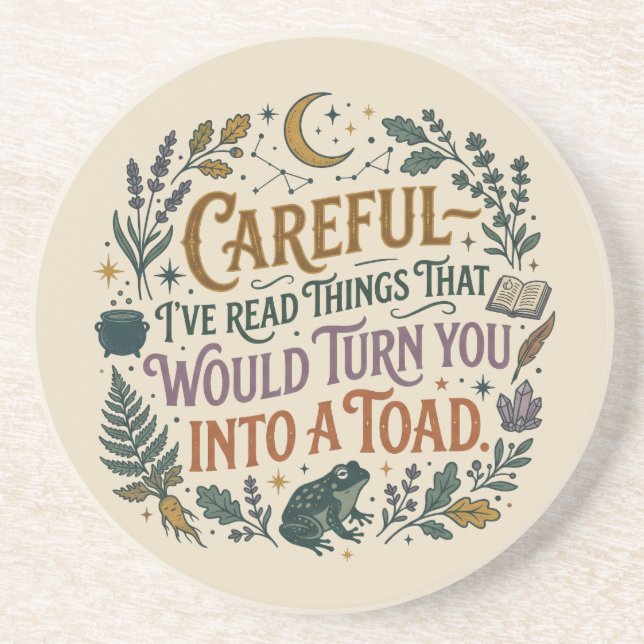 Careful I've Read Things Funny Book Witch Quote  Underlägg (Framsidan)