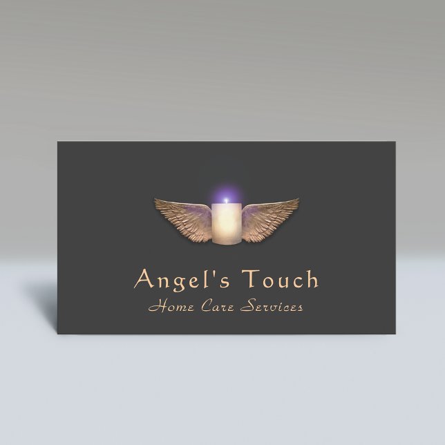 Caregiver Candle med Angel Vingar Visitkort (Skapare uppladdad)
