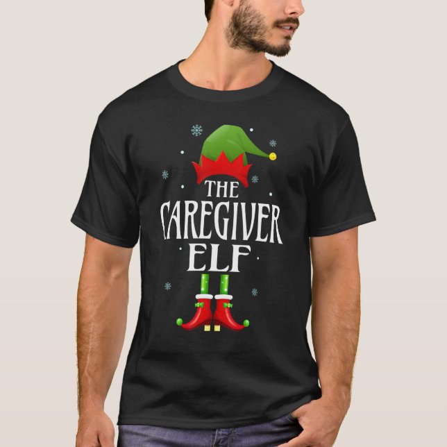 Caregiver Elf Julafton Funny Family Matchande jul T Shirt (Framsida)