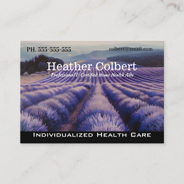 Caregiver Lavender Fält Helper Professionell Visitkort (Framsida)