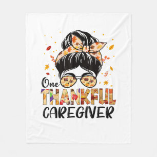 Caregiver One Thankful Messy Bun Thanksgiving Fall Fleecefilt