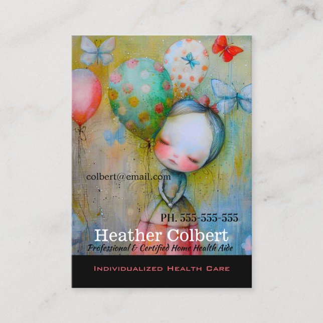 Caregiver Precious Butterfly Girl Visitkort (Framsida)