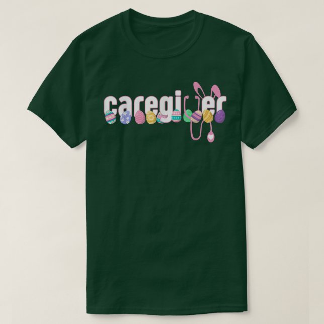 Caregiver Stethoscope Glad påsk Cute Bunny med T Shirt (Design framsida)