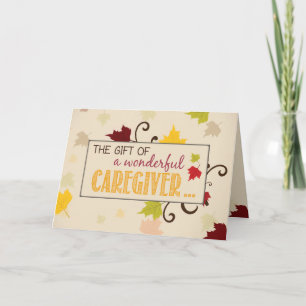 Caregiver Thanksgiving Gift Höst löv Helgkort