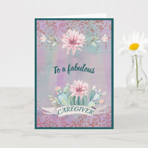 Caregiver Watercolor Cactus Kort