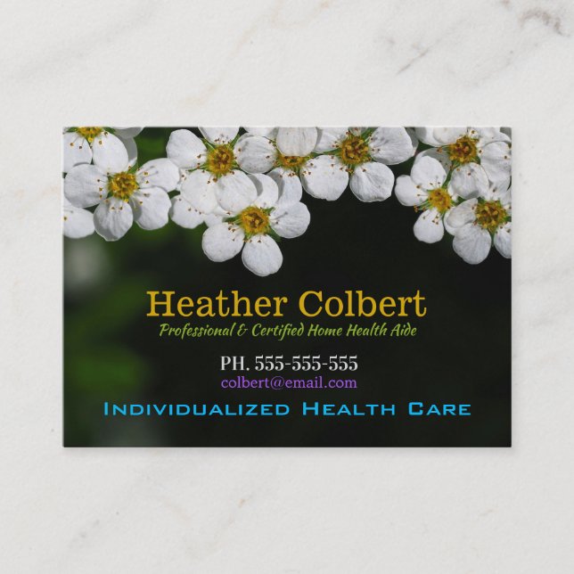 Caregiver White Petal Helper Visitkort (Framsida)