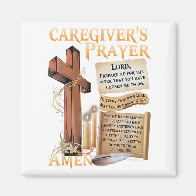 Caregivers Prayer Christian Kor Faith Hope Kärlek Magnet (Framsidan)