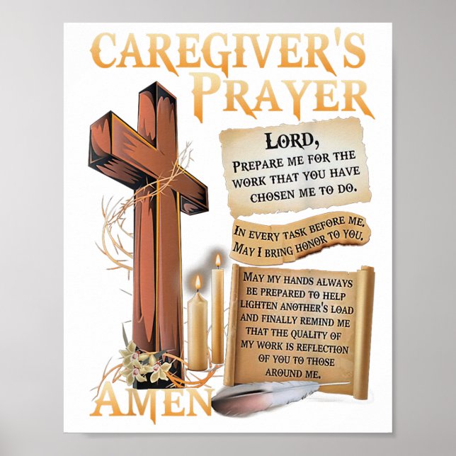 Caregivers Prayer Christian Kor Faith Hope Kärlek Poster (Framsidan)