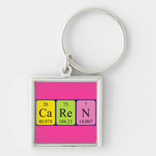 Caren Periodisk bord namn nyckelring