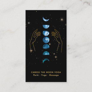 *~* Caress Måne Blue Teal Phases + Händer Star Visitkort