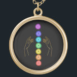 *~* Caress the Chakra Symbols . Händer Guldpläterat Halsband<br><div class="desc">Guld med kraftfull JEWELRY MED AVSIKT (R) - Energetiskt förstärkt judar. Chakra och Healing Händer på svart bakgrund. Som professionell som avstånd andlig energiåterförsäljare sedan 2001 har jag lärt mig, utvecklat och utnyttjat kraften i energisparandet. All min JEWELRY WITH INTENTION (R) bär på läkenergin från positiva manifestationer. JEWELRY är redot...</div>