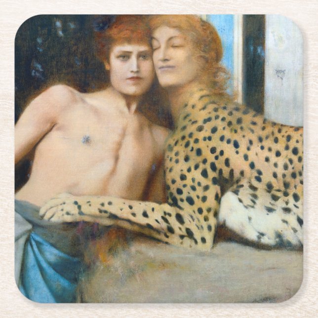 Caresses, Fernand Khnopff Underlägg Papper Kvadrat (Framsidan)