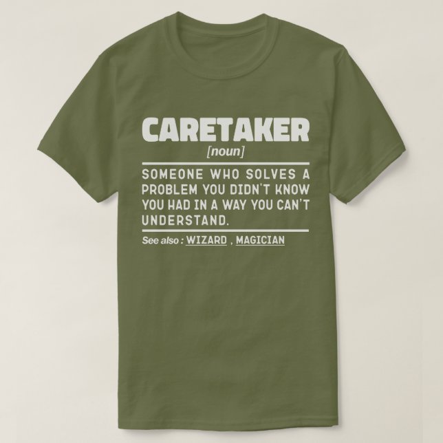 Caretaker Noun-uppskattningen födelsedagspresent n T Shirt (Design framsida)