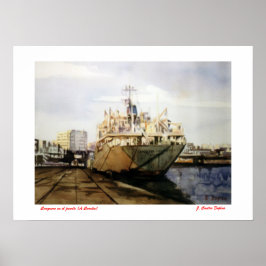 Carguero en el puerto (A Coruña) Poster
