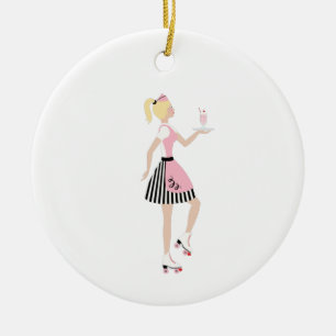 Carhop Girl Julgransprydnad Keramik