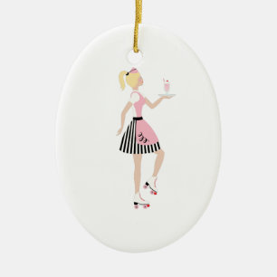 Carhopflicka Julgransprydnad Keramik