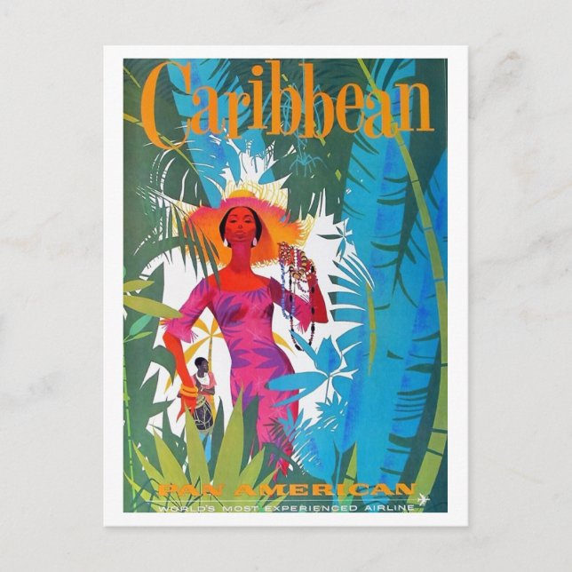 Caribbean Airlines Travel Retro Inspired Vykort (Framsida)