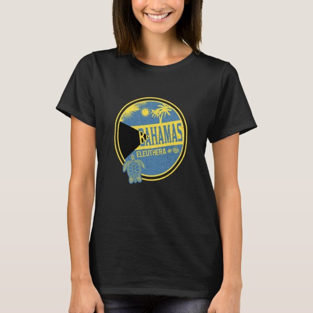 Caribbean Bahamas Eleuthera Vintage Vacation Tropi T Shirt (Framsida)