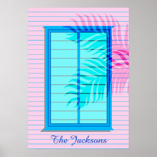 Caribbean Beach House Hideaway i Pastel Rosa Blue Poster