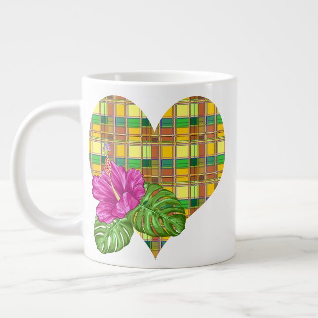 Caribbean Colorful Fabric Madras Tartan Jumbo Mugg (Vänster)