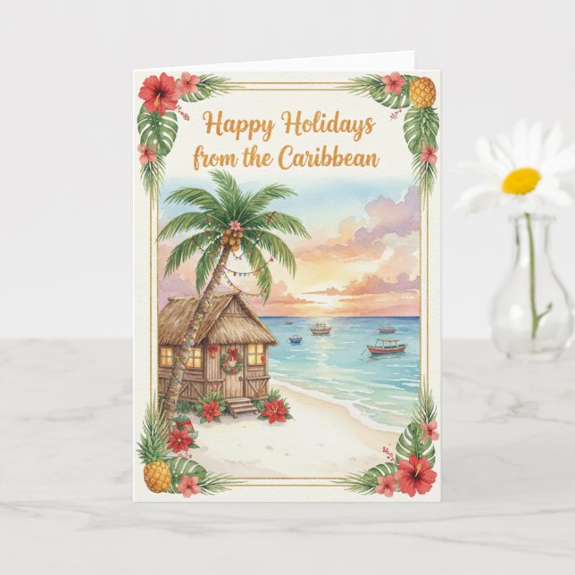 'Caribbean Holidays' Folded Greeting Card Kort (Liten växt)