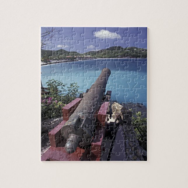 CARIBBEAN, St. Barts, Connon into Bay of Pussel (Vertikal)