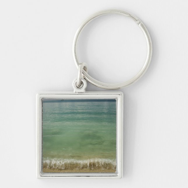 Caribbean, U.S. Virgin Islands, St.Thomas, 4 Fyrkantig Silverfärgad Nyckelring (Framsidan)