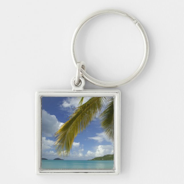 Caribbean, U.S. Virgin Islands, St. Thomas, Fyrkantig Silverfärgad Nyckelring (Framsidan)